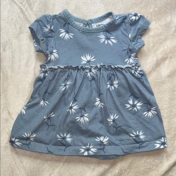 Carter’s Blue Flower Dress Onesie - Picture 1 of 6